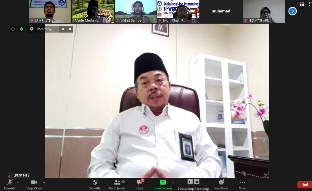 SOSIALISASI DAN INTERNALISASI PEMBANGUNAN ZI-WBK DENGAN PIHAK EKTERNAL SECARA VIRTUAL