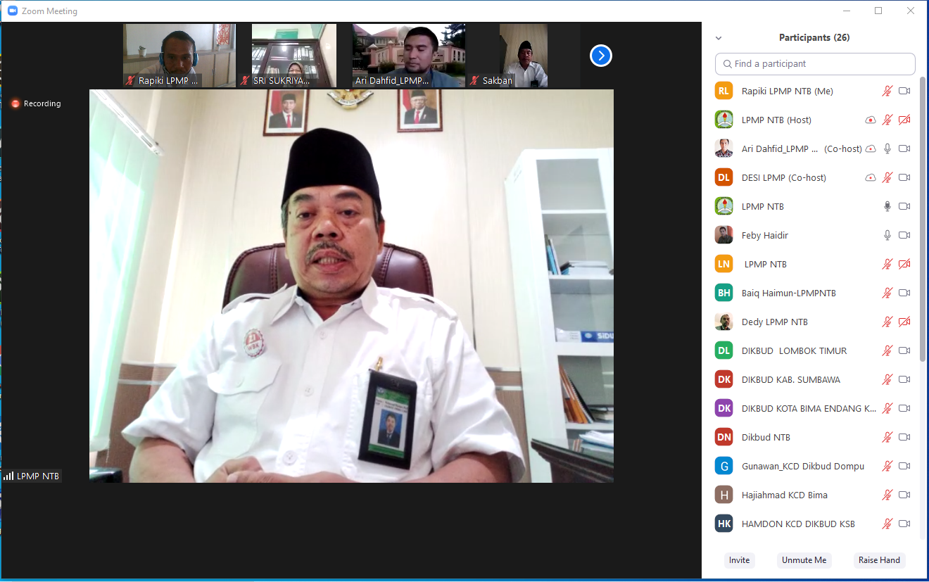 LPMP NTB Rakor Pelaksanaan Program dengan Dinas Pendidikan
