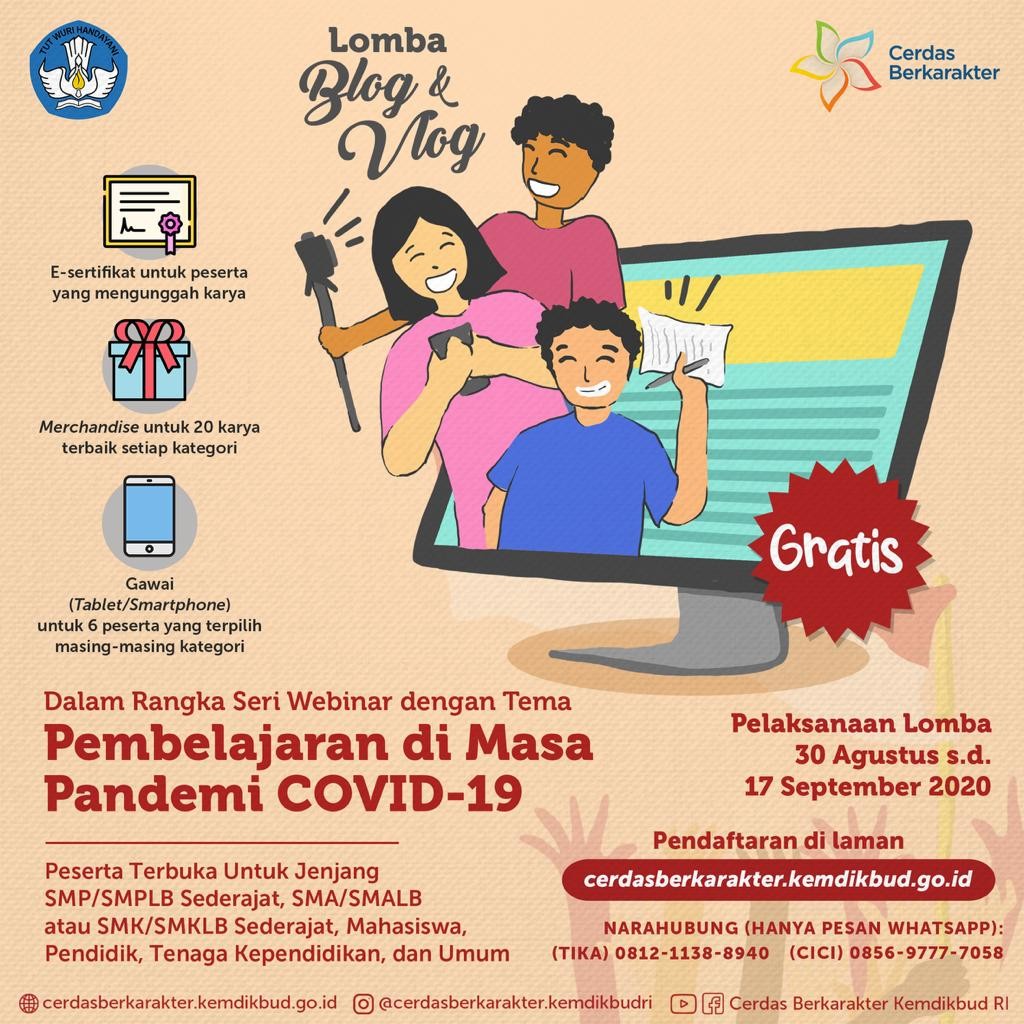 Kemendikbud Gelar Lomba Blog dan Vlog Bertema Pembelajaran di Masa Pandemi Covid-19