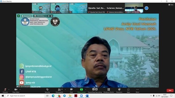 TINGKATKAN TATA KELOLA ARSIP, LPMP NTB SELENGGARAKAN PENILAIAN ARSIP USUL MUSNAH TAHUN 2021