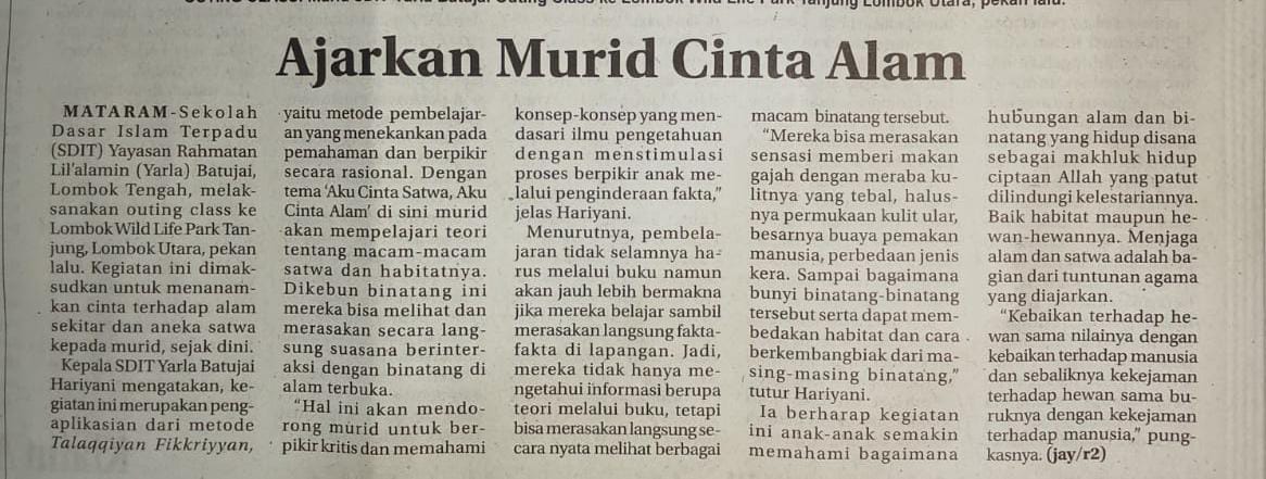 AJARKAN MURID CINTA ALAM