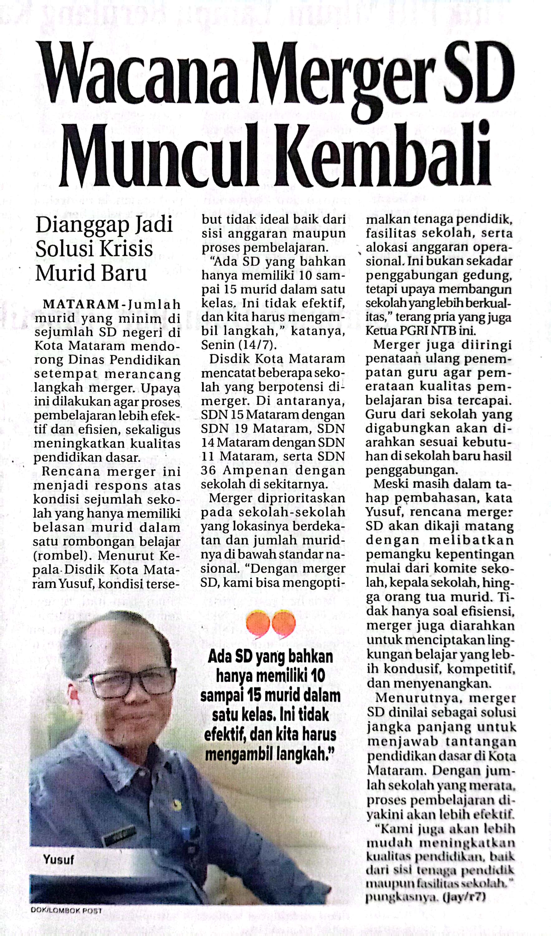 WACANA MERGER SD MUNCUL KEMBALI