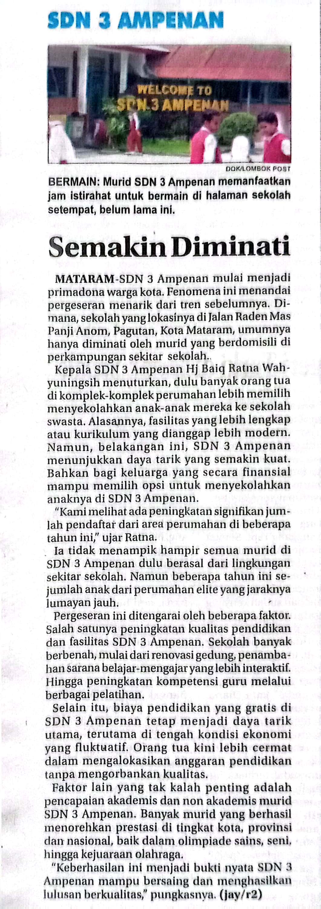 SDN 3 AMPENAN SEMAKIN DIMINATI