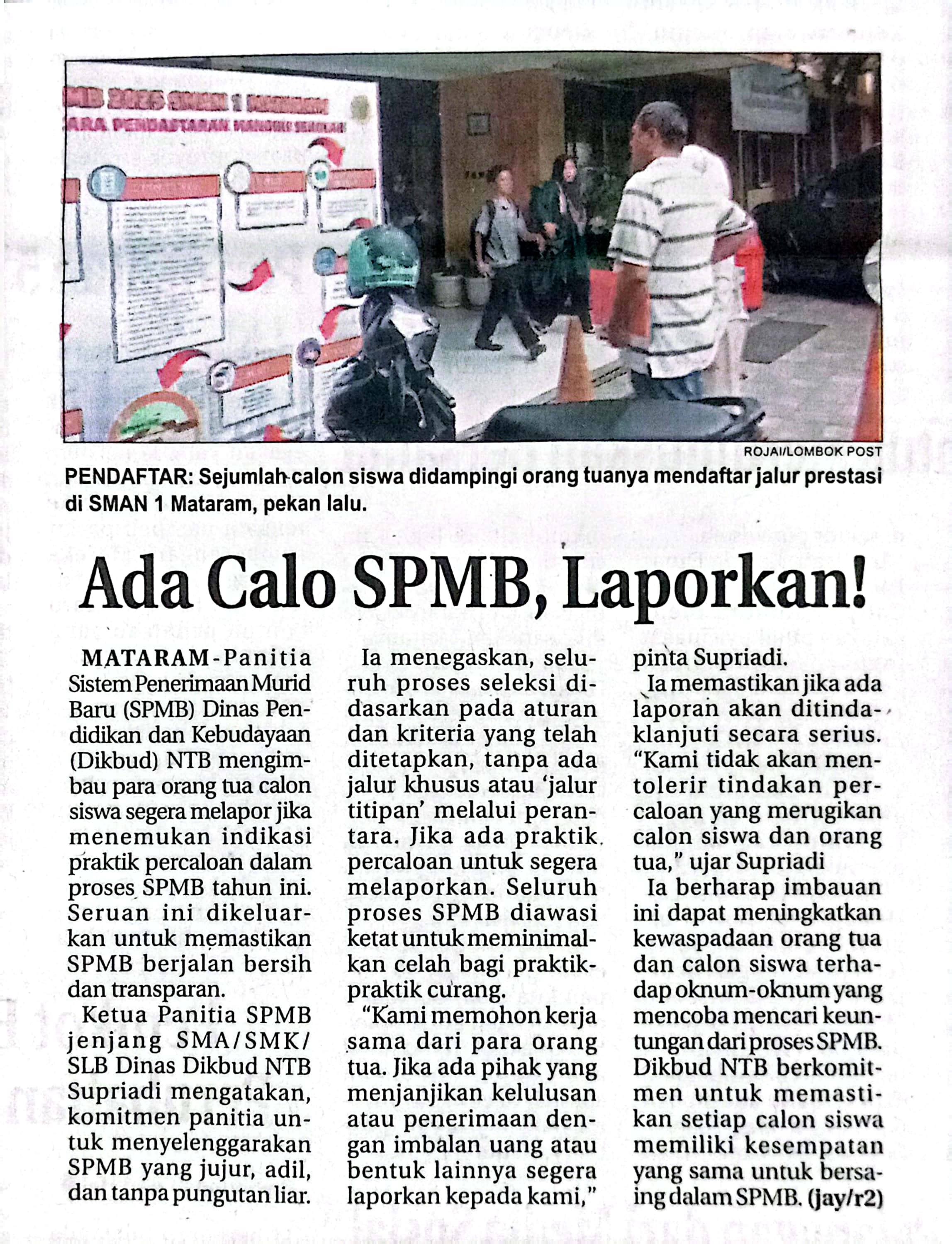 ADA CALO SPMB,LAPORKAN!