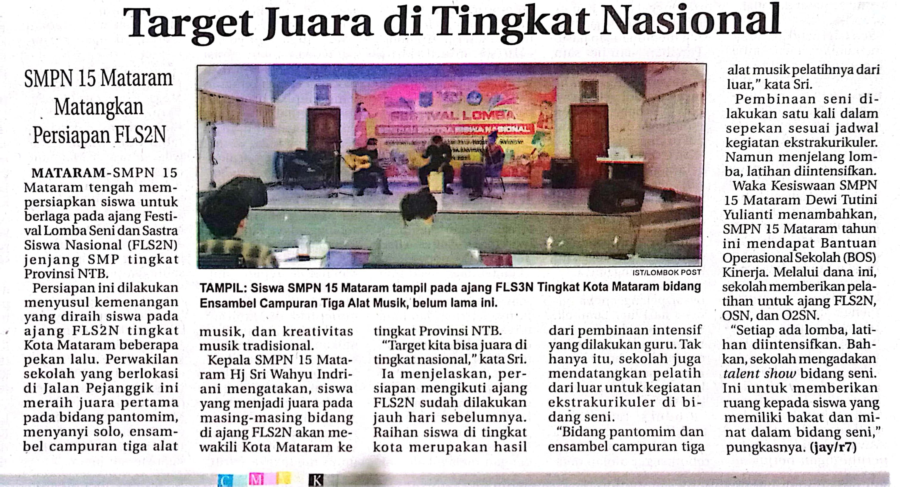 TARGET JUARA DI TINGKAT NASIONAL