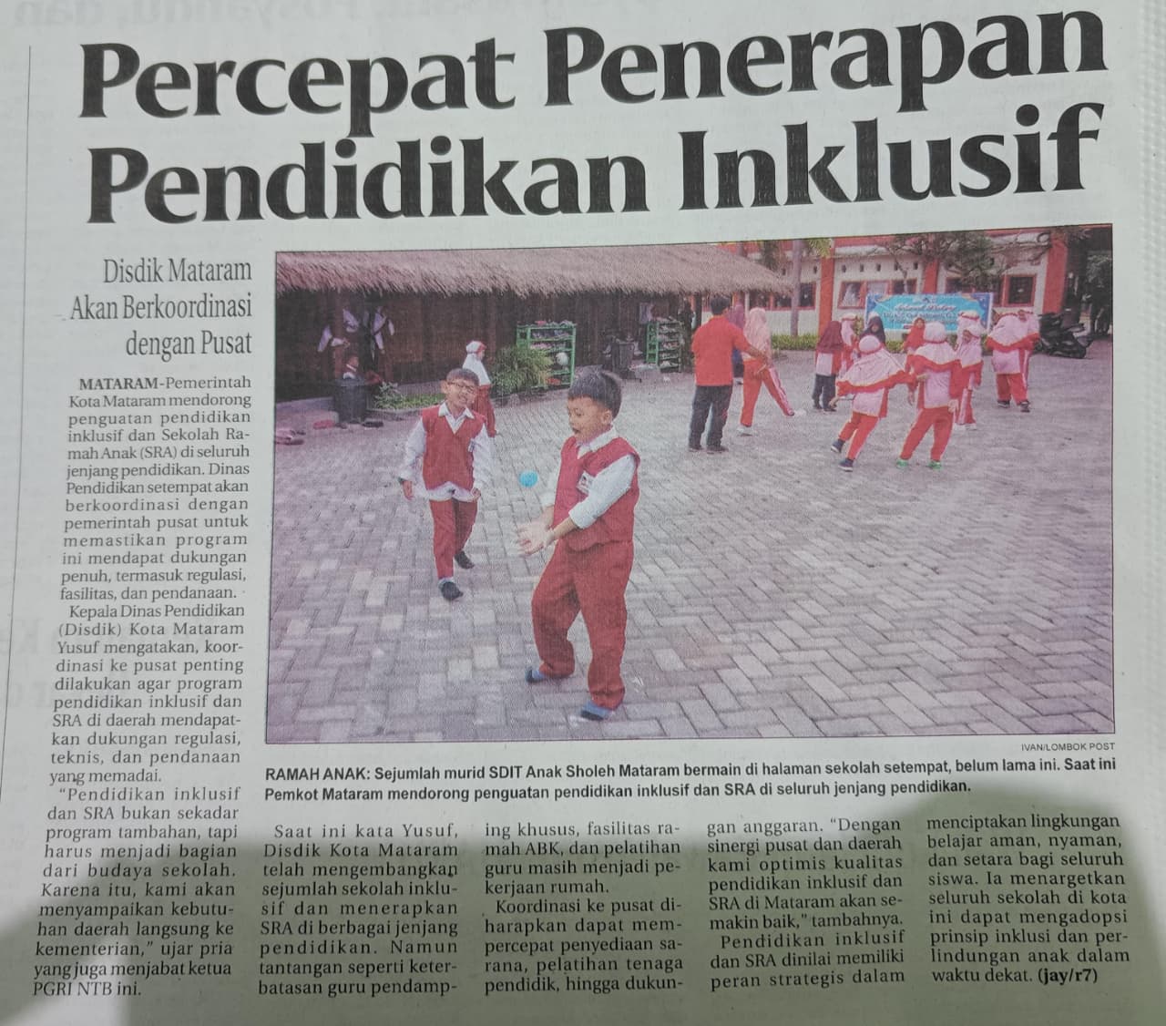 PERCEPAT PENERAPAN PENDIDIKAN INKLUSIF