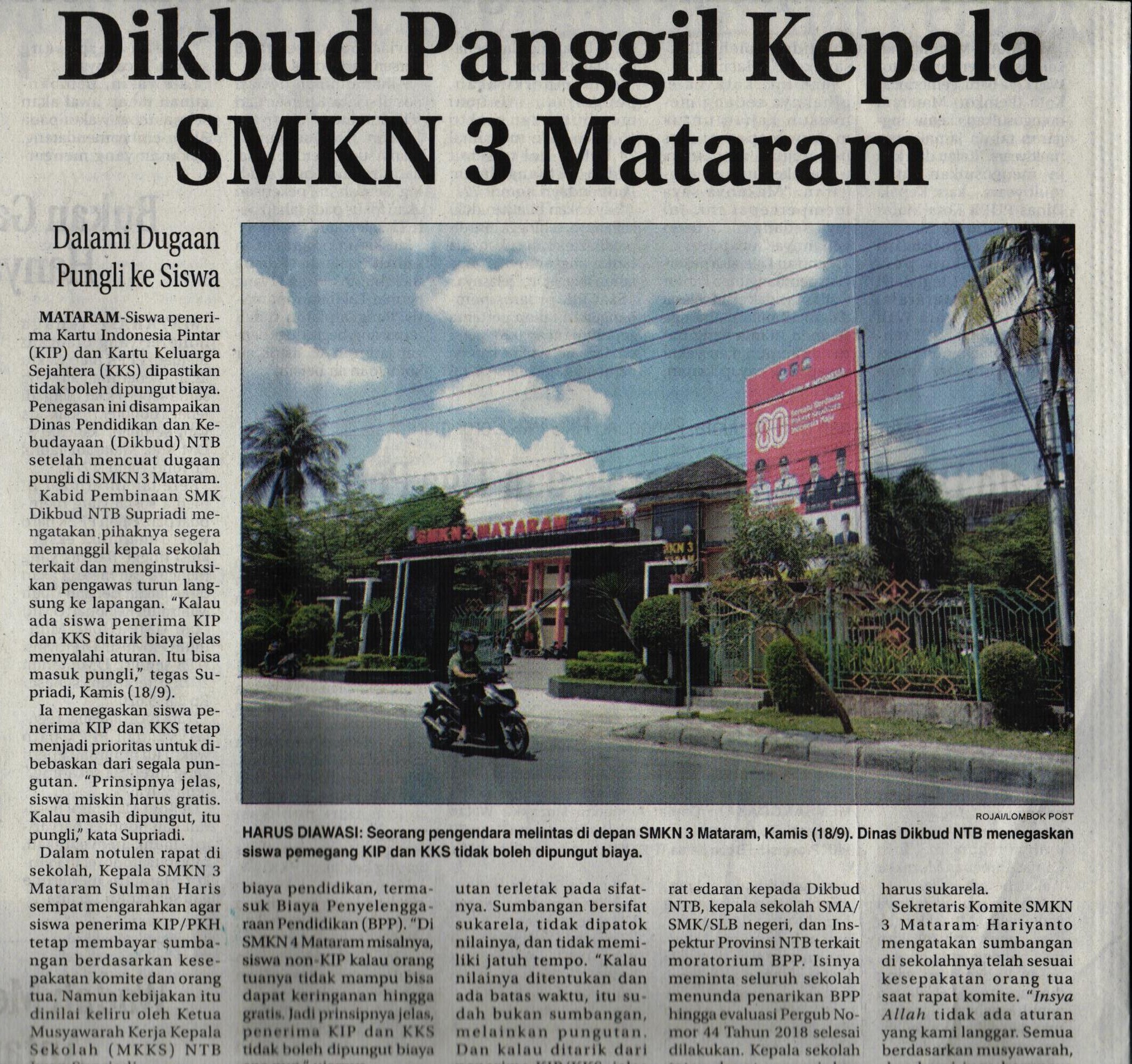 DIKBUD PANGGIL KEPALA SMKN3 M ATARAM