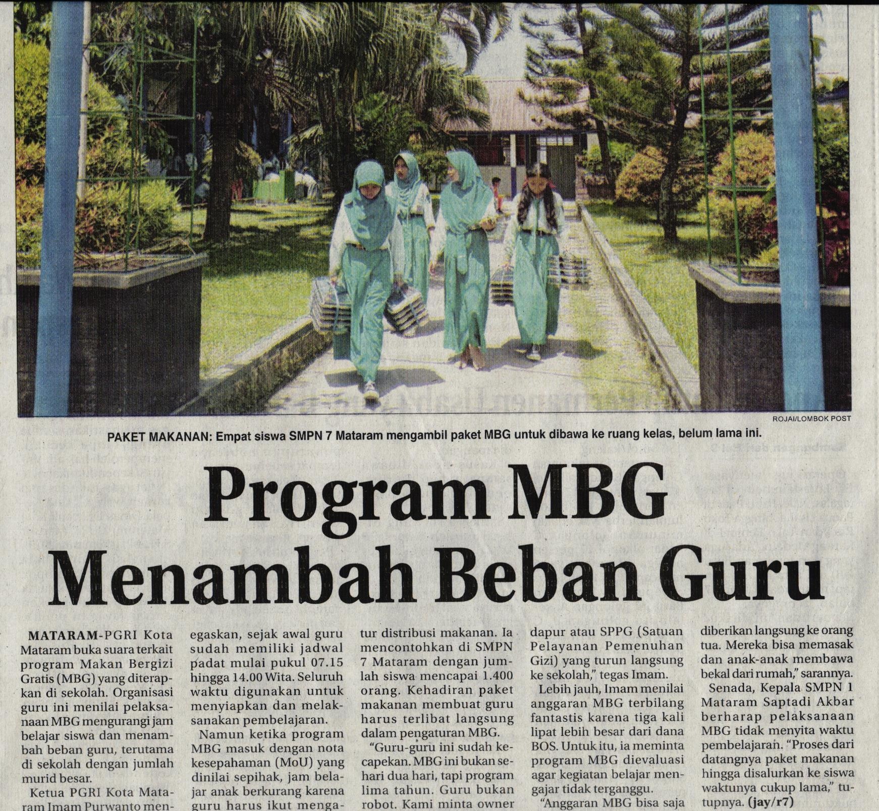 PROGRAM MBG MENAMBAH BEBAN GURU