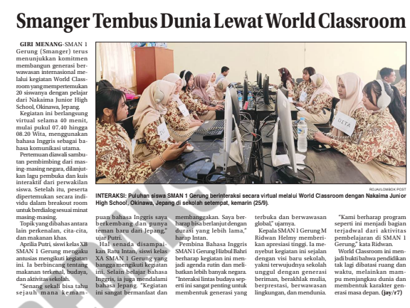 SMANGER TEMBUS DUNIA LEWAT WORLD CLASSROOM