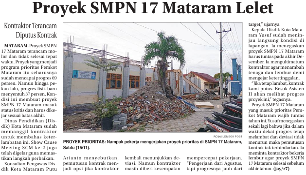 Proyek SMPN 17 Mataram Lelet