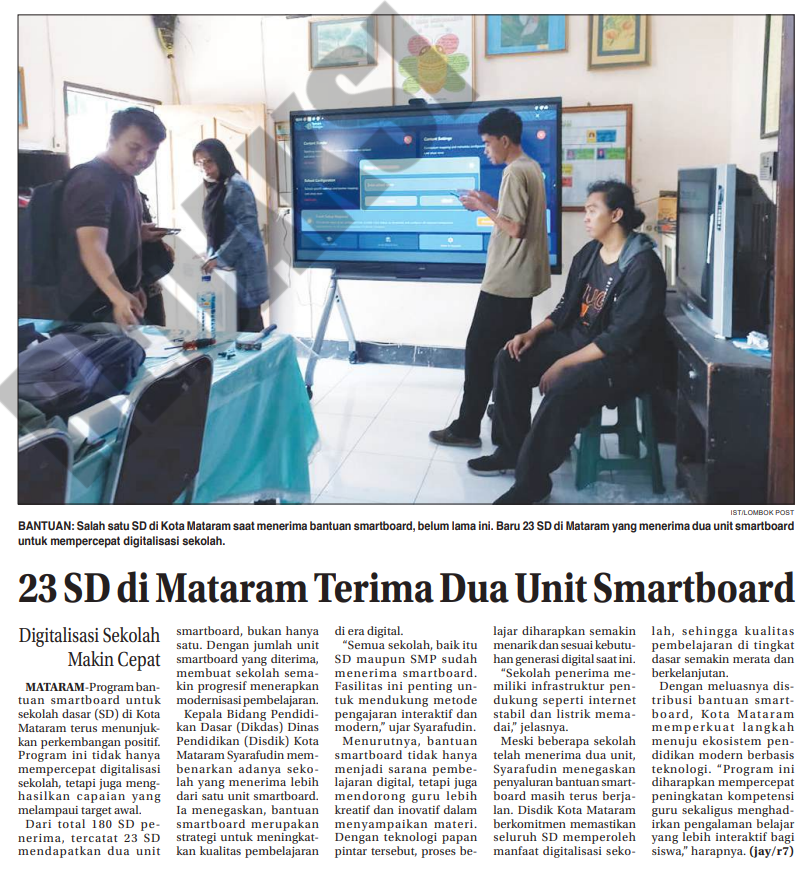 23 SD di Mataram Terima Dua Unit Smartboard