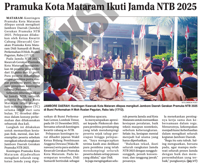 Pramuka Kota Mataram Ikuti Jamda NTB 2025