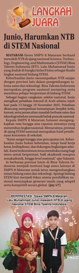 Junio, Harumkan NTB di STEM Nasional
