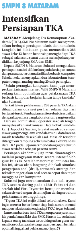 Intensifkan Persiapan TKA