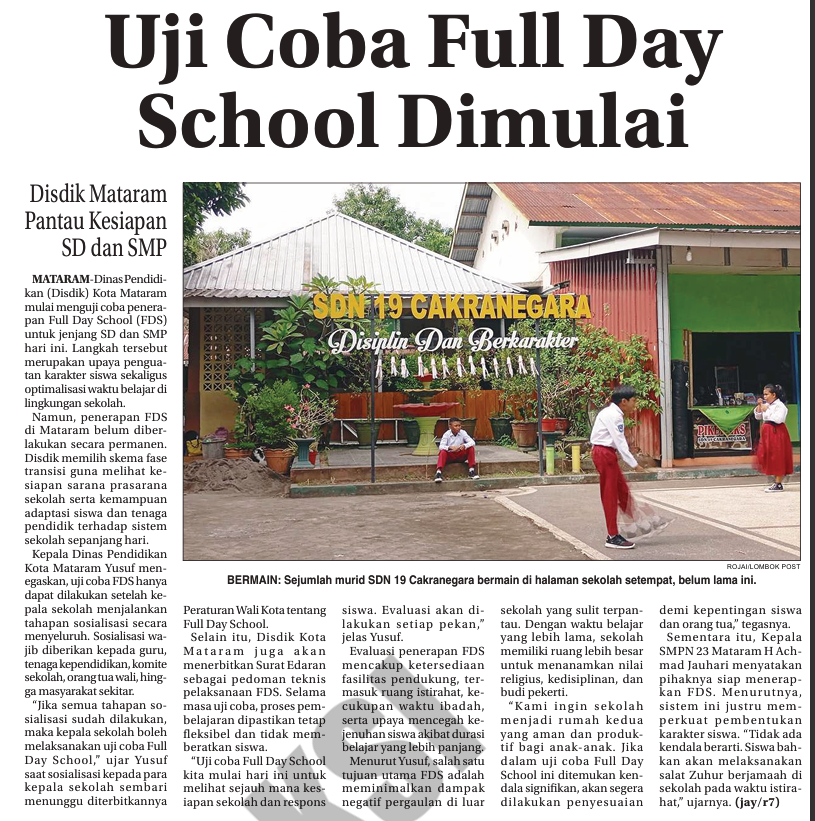 Uji Coba Full Day School Dimulai