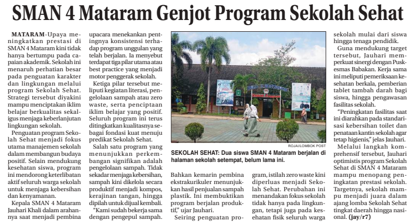 SMAN 4 Mataram Genjot Program Sekolah Sehat