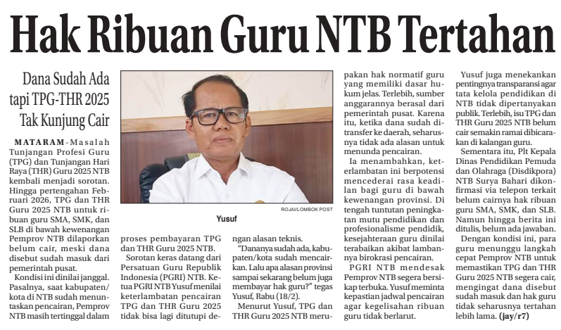 Hak Ribuan Guru NTB Tertahan
