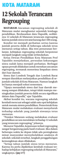 12 Sekolah Terancam Regrouping