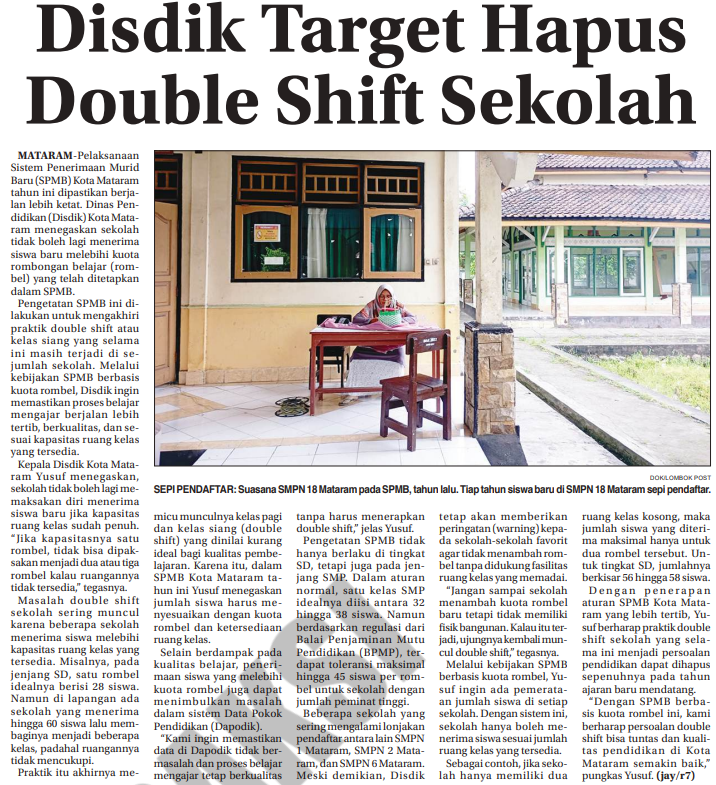 Disdik Target Hapus Double Shift Sekolah