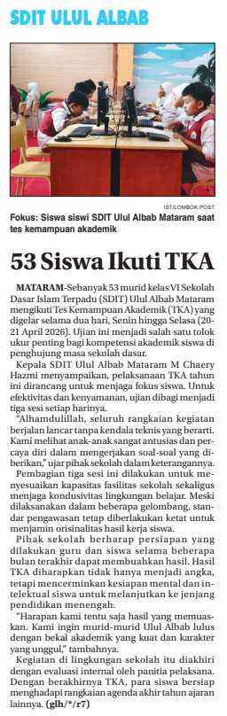 53 Siswa Ikuti TKA