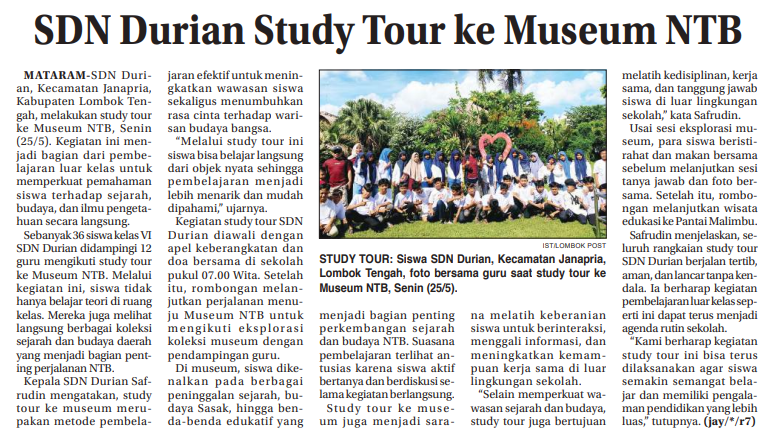 SDN Durian Study Tour ke Museum NTB