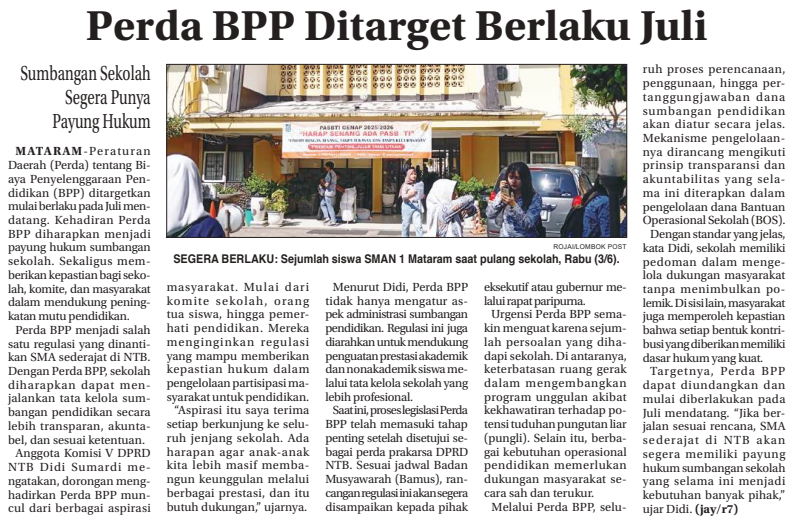 Perda BPP Ditarget Berlaku Juli