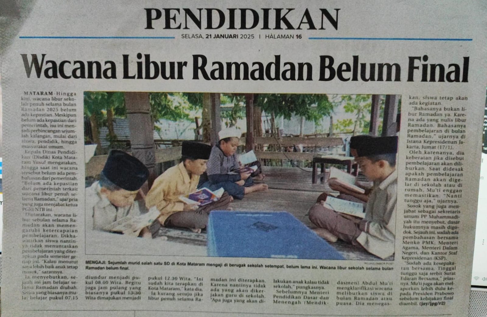 Wacana Libur Ramadan Belum Final