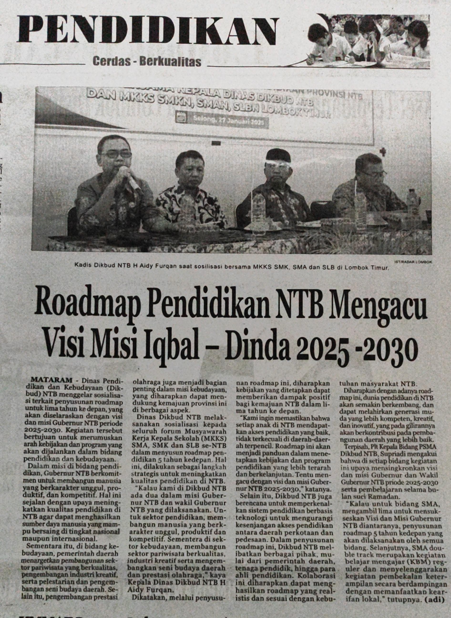 Roadmap Pendidikan NTB Mengacu Visi Misi Iqbal-Dinda 2025-2030