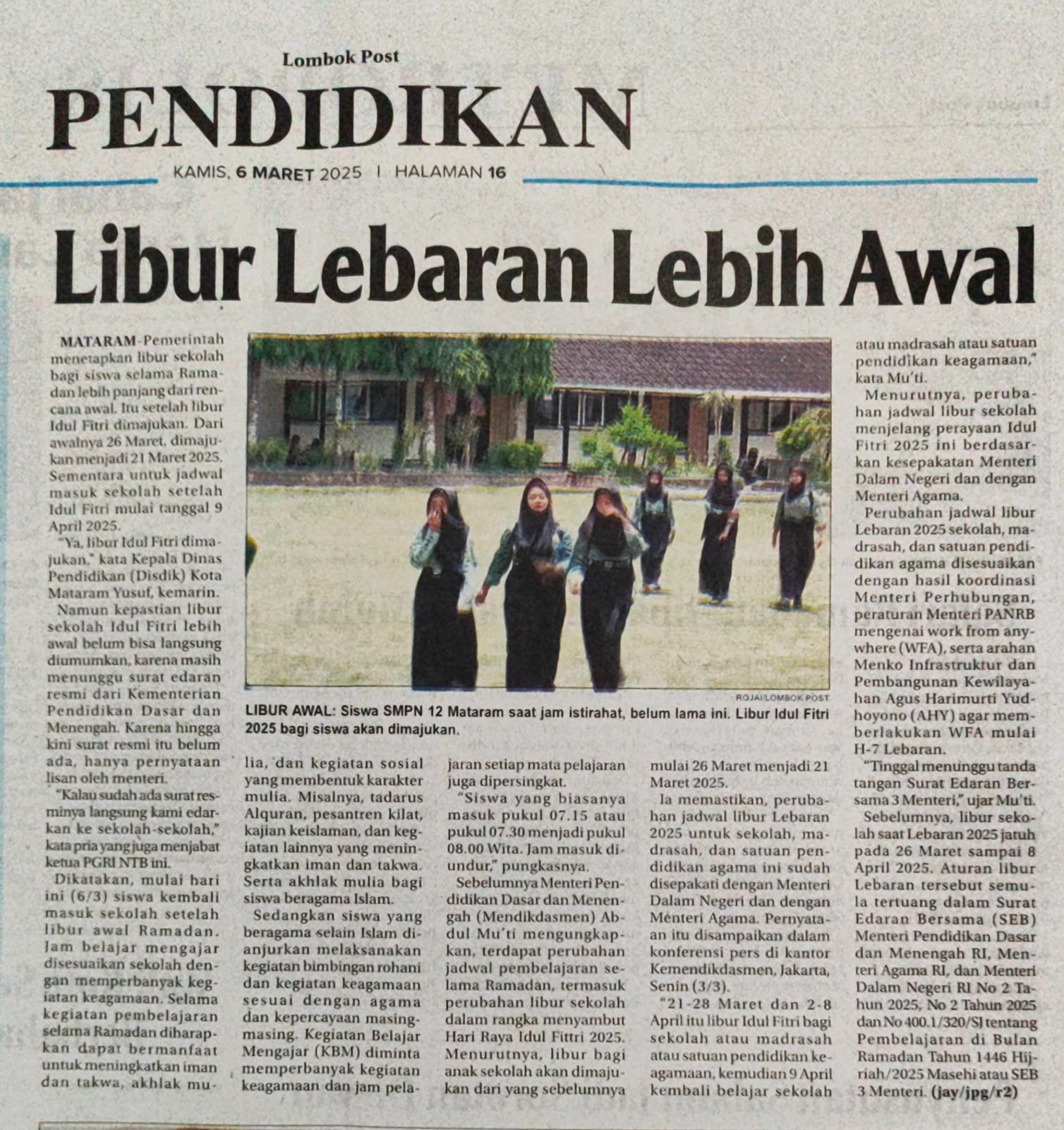 Libur Lebaran Lebih Awal