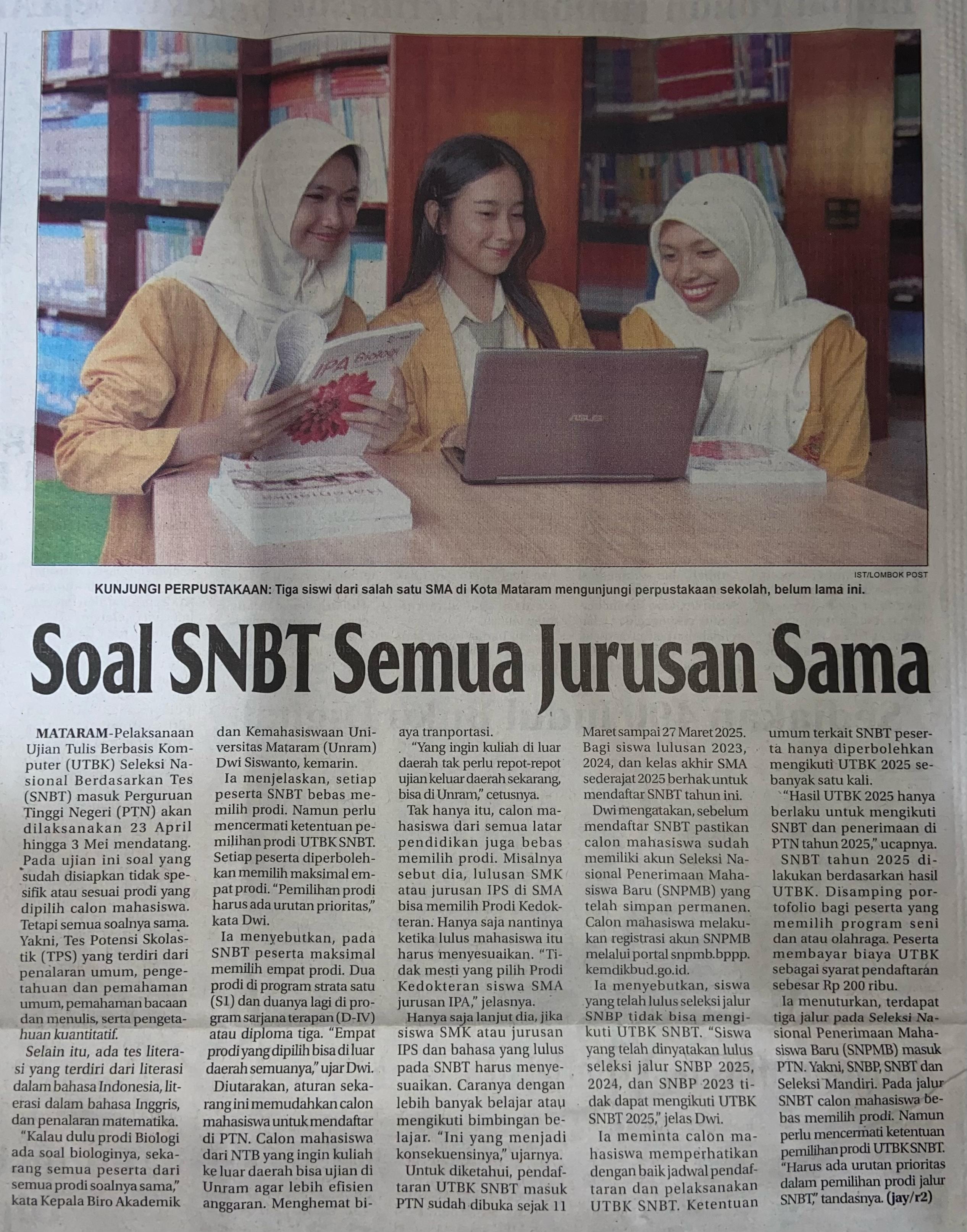 Soal SNBT Semua Jurusan Sama