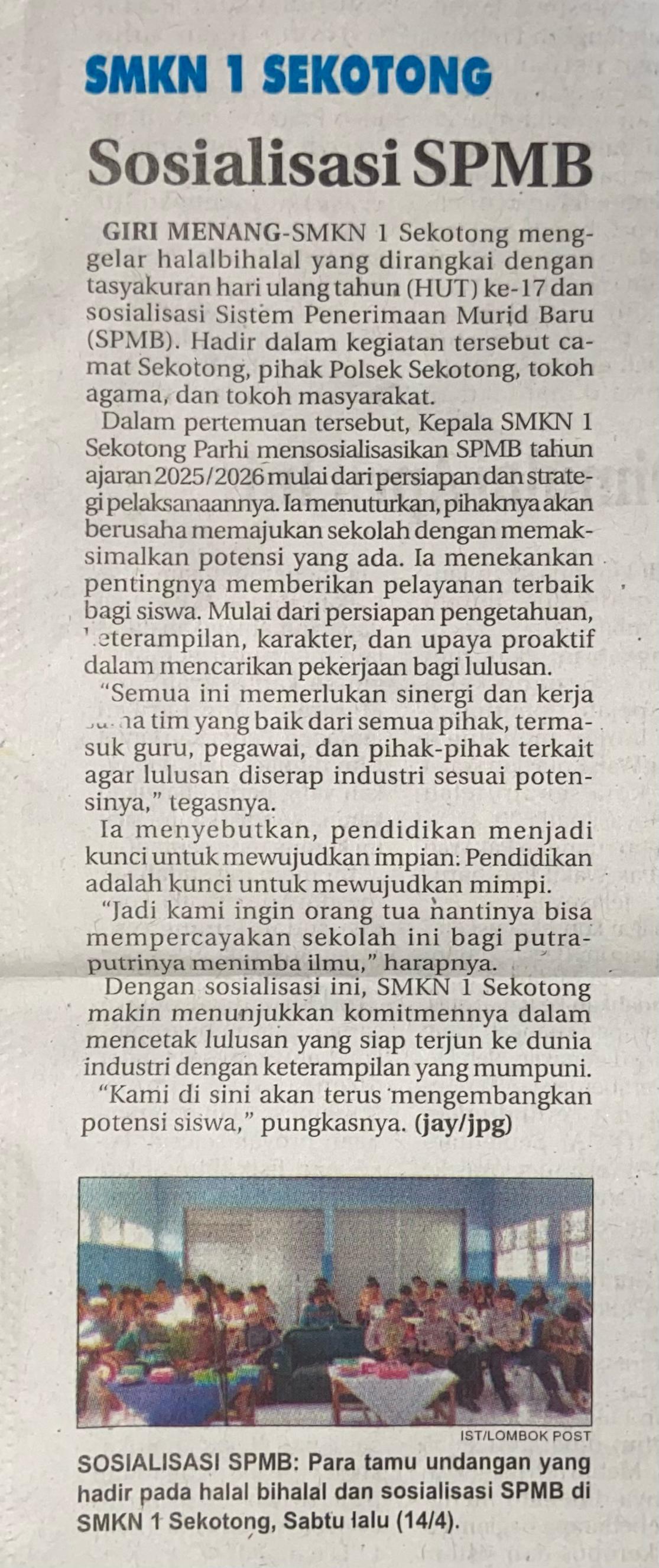 Sosialisasi SPMB