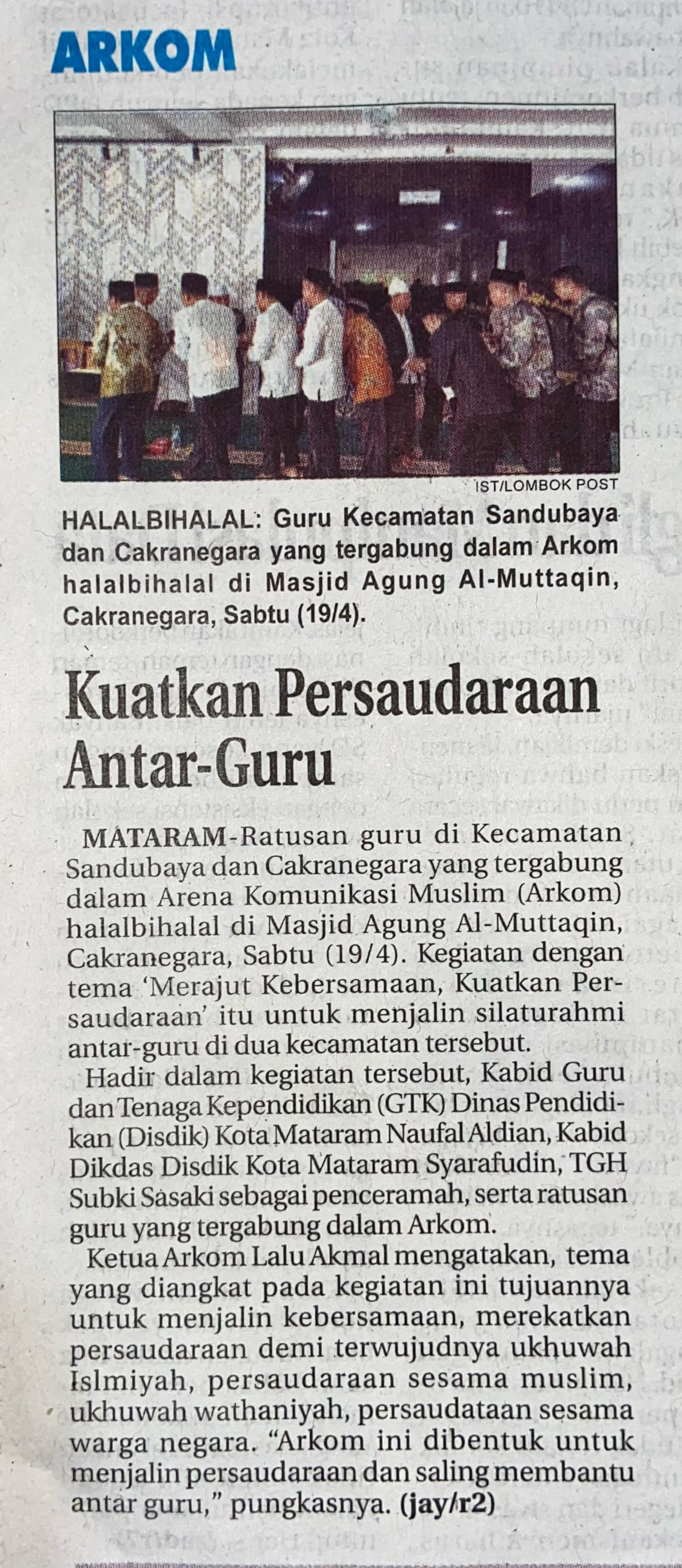 Kuatkan Persaudaraan Antar-Guru