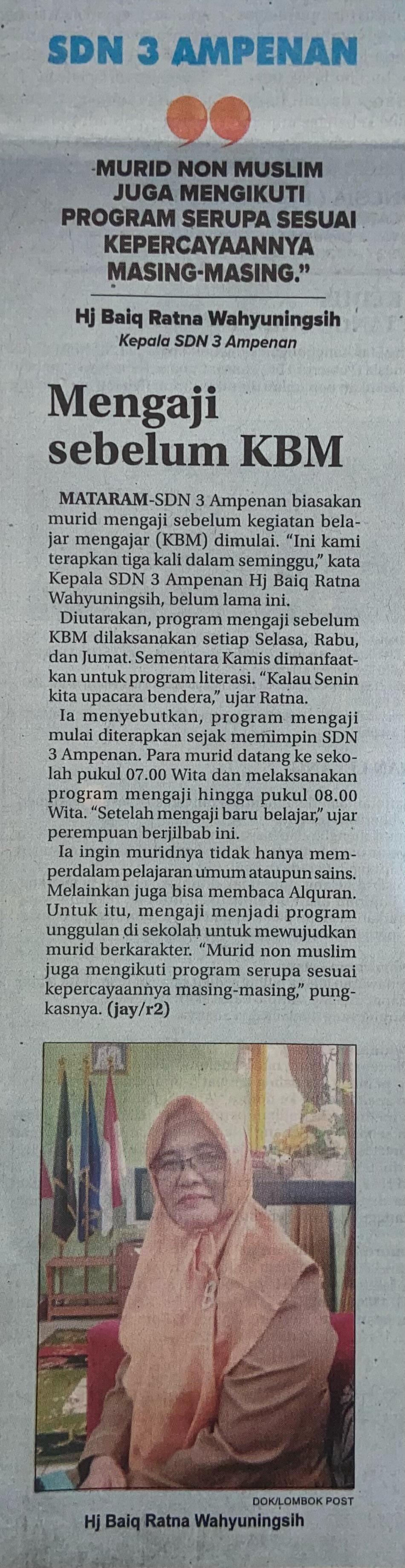Mengaji Sebelum KBM