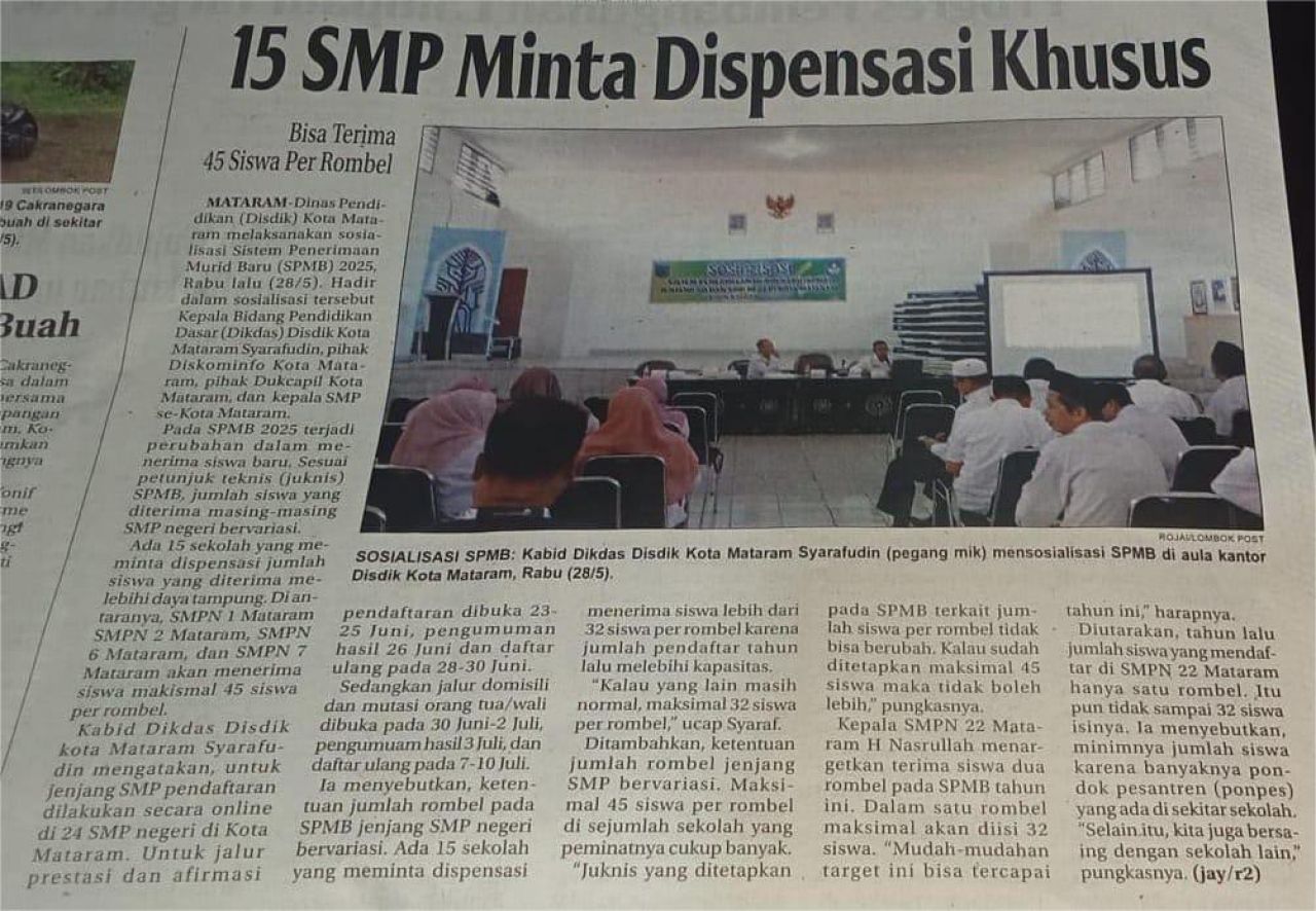 15 SMP MINTA DISPENSASI KHUSUS