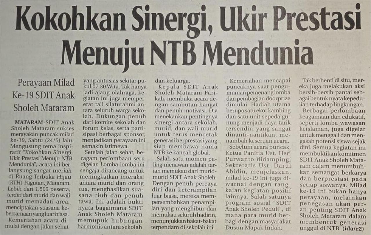 KOKOHKAN SINERGI, UKIR PRESTASI MENUJU NTB MENDUNIA