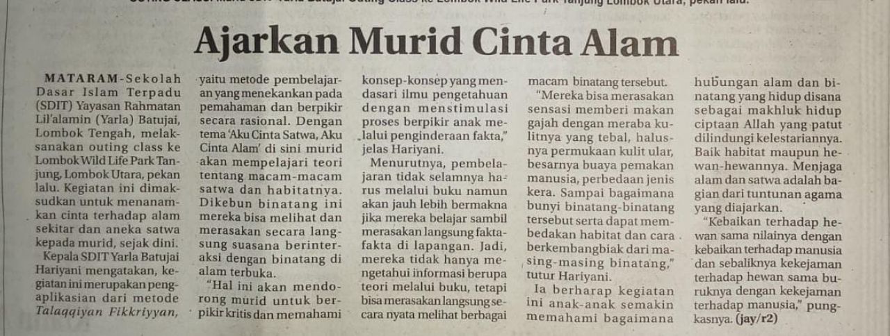 AJARKAN MURID CINTA ALAM