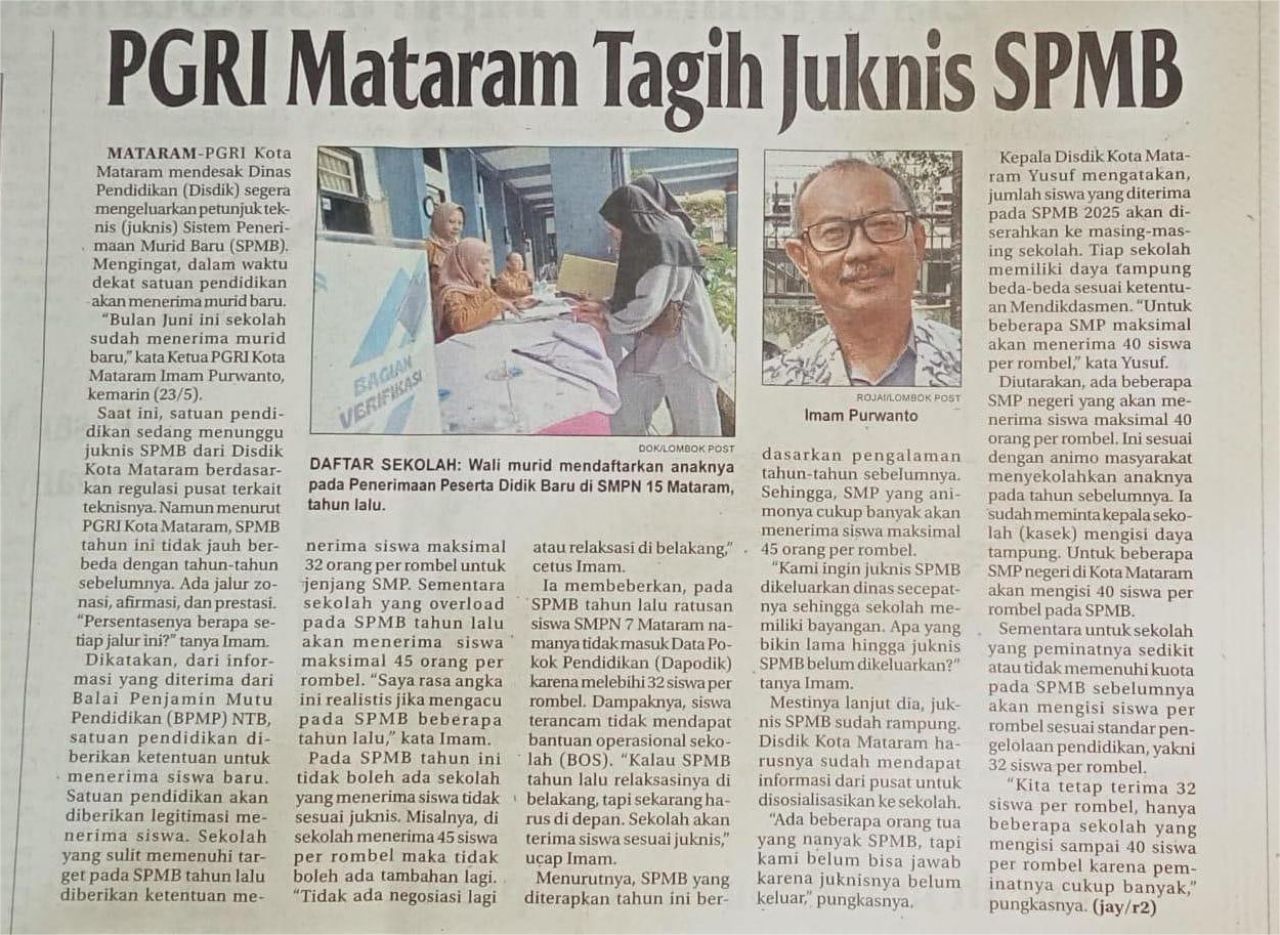 PGRI MATARAM TAGIH JUKNIS SPMB