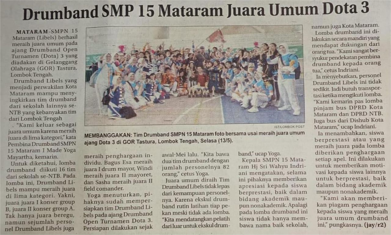 DRUMBAND SMP 15 MATARAM JUARA UMUM DOTA 3