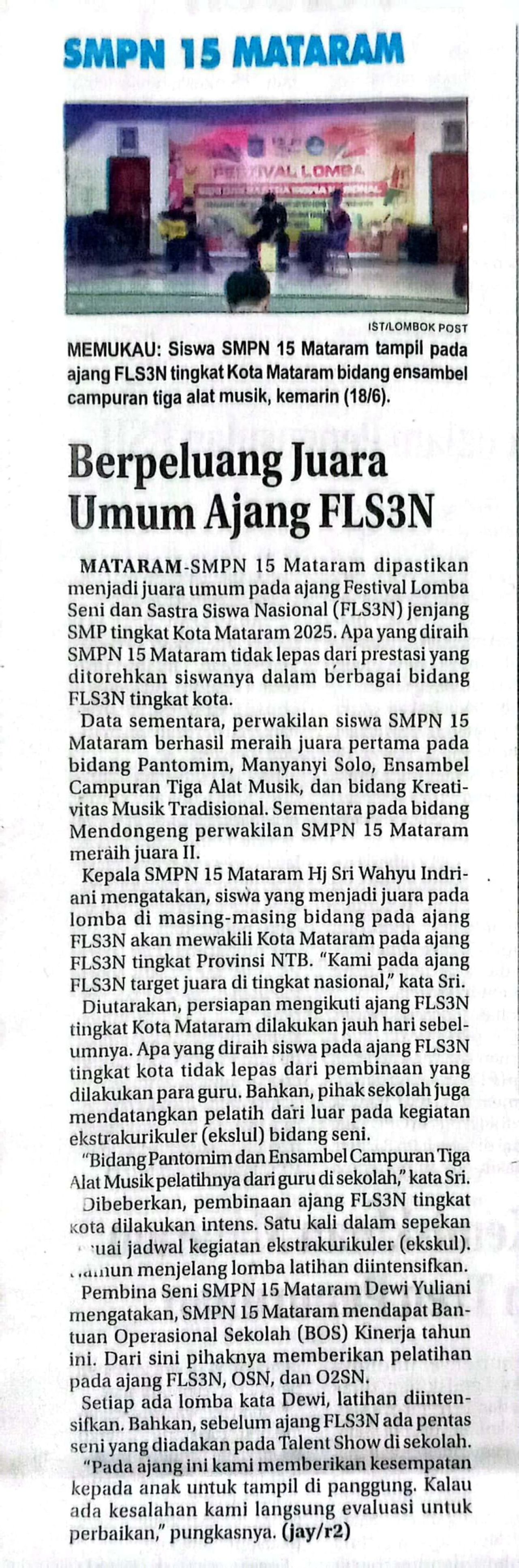 BERPELUANG JUARA UMUM AJANG FLS3N