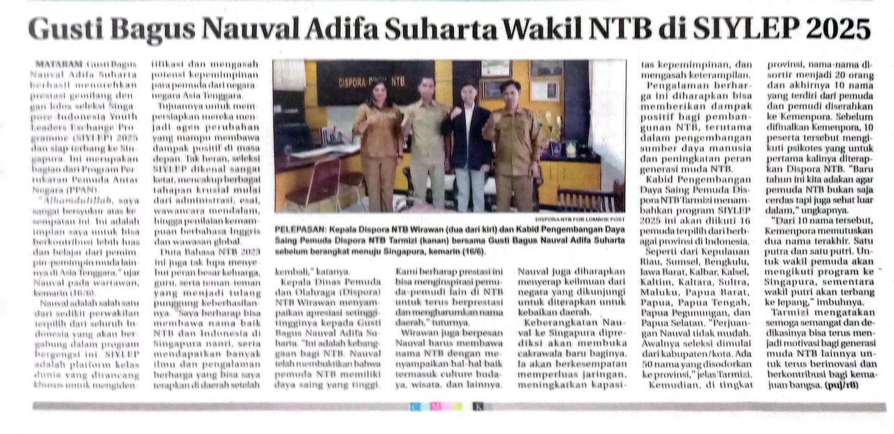 GUSTI BAGUS NAUVAL ADIFA SUHARTA WAKIL NTB DI SIYLEP 2025