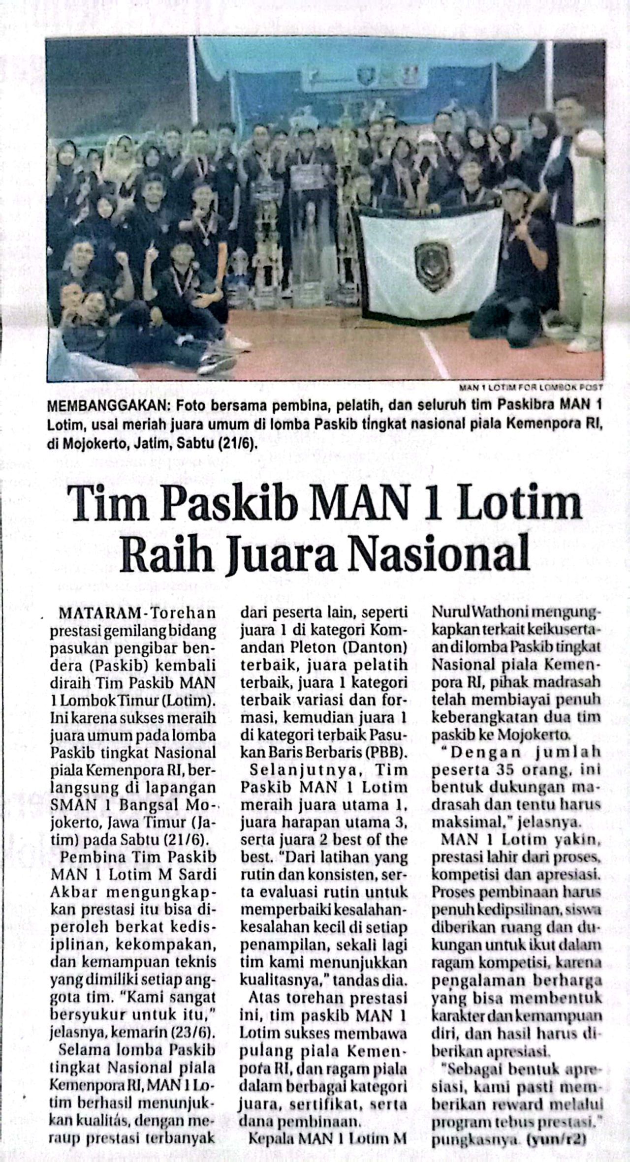 TIM PASKIB MAN 1 LOTIM RAIH JUARA NASIONAL
