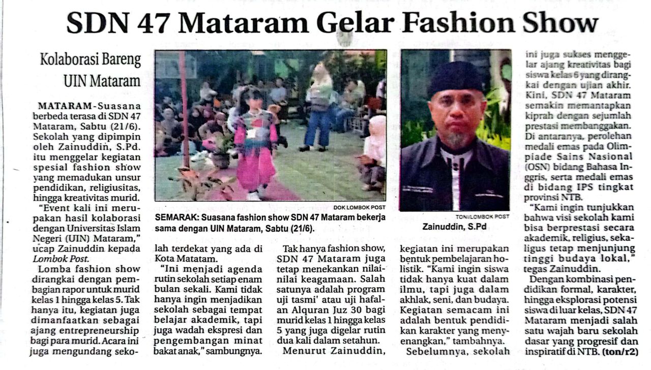 SDN 47 MATARAM GELAR FASHION SHOW