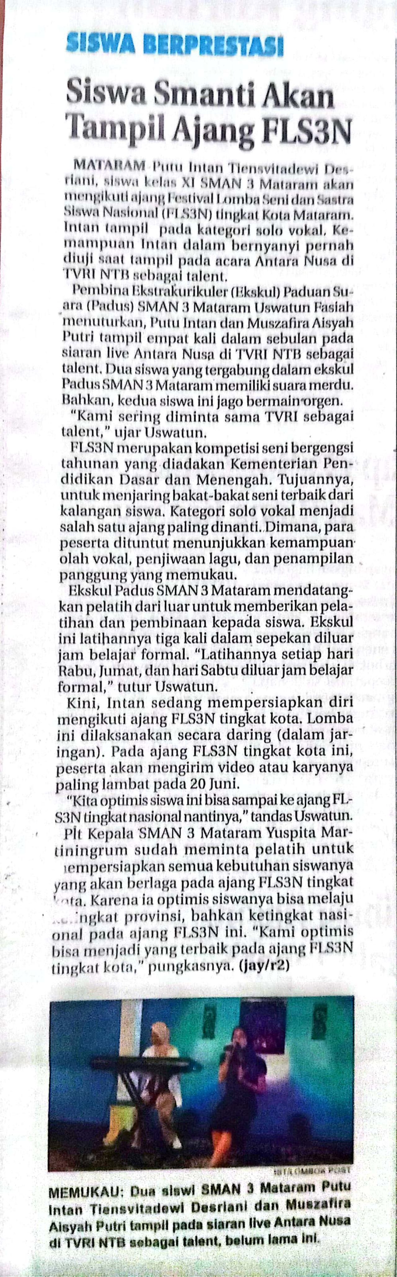 SISWA SMANTI AKAN TAMPIL AJANG FLS3N