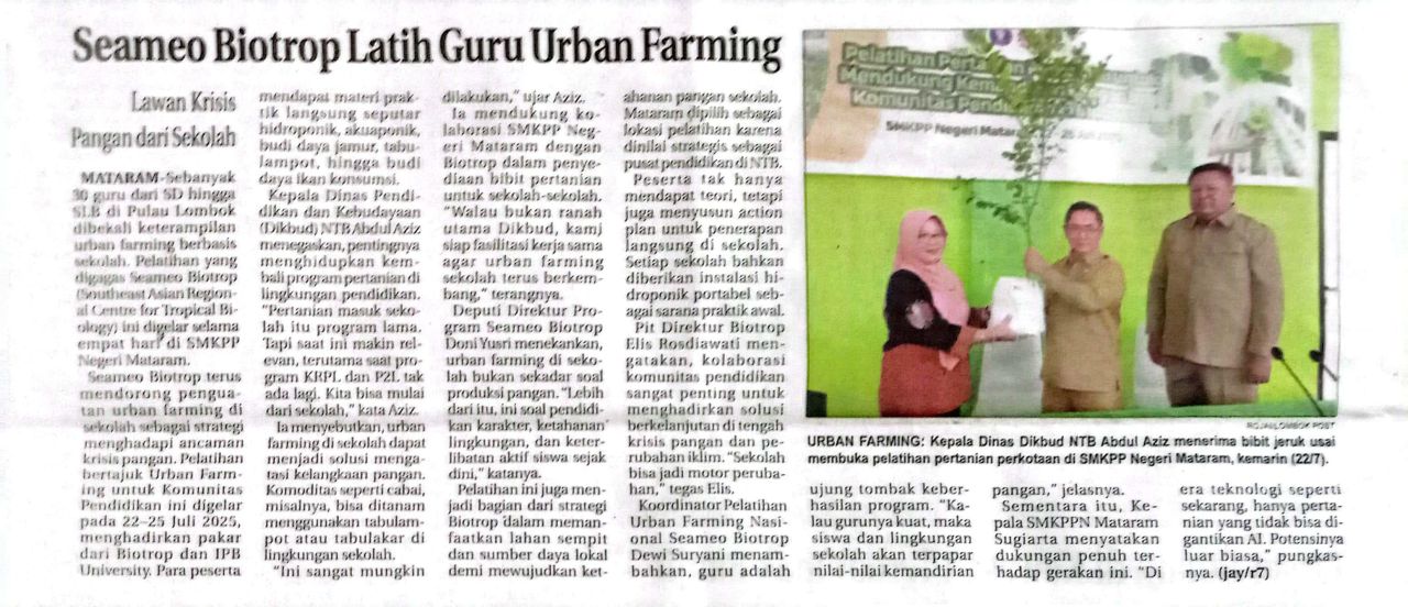 SEAMEO BIOTROP LATIH GURU URBAN FARMING