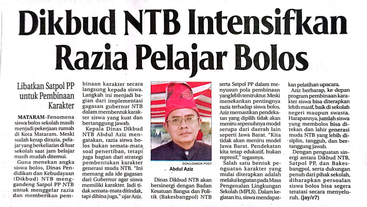 DIKBUD NTB INTENSIFKAN RAZIA PELAJAR BOLOS