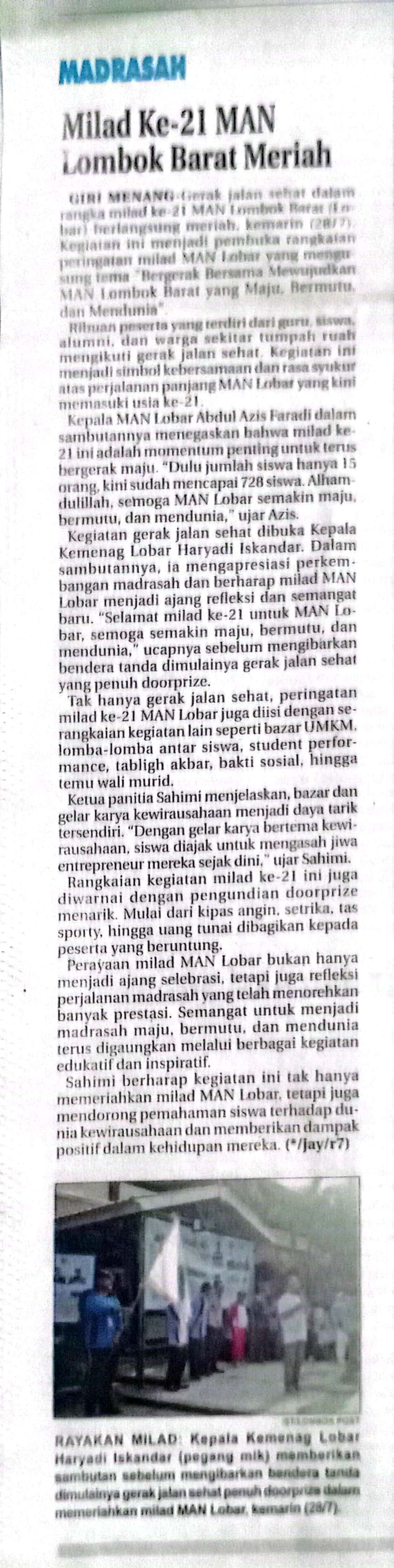 MILAD KE-21 MAN LOMBOK BARAT MERIAH