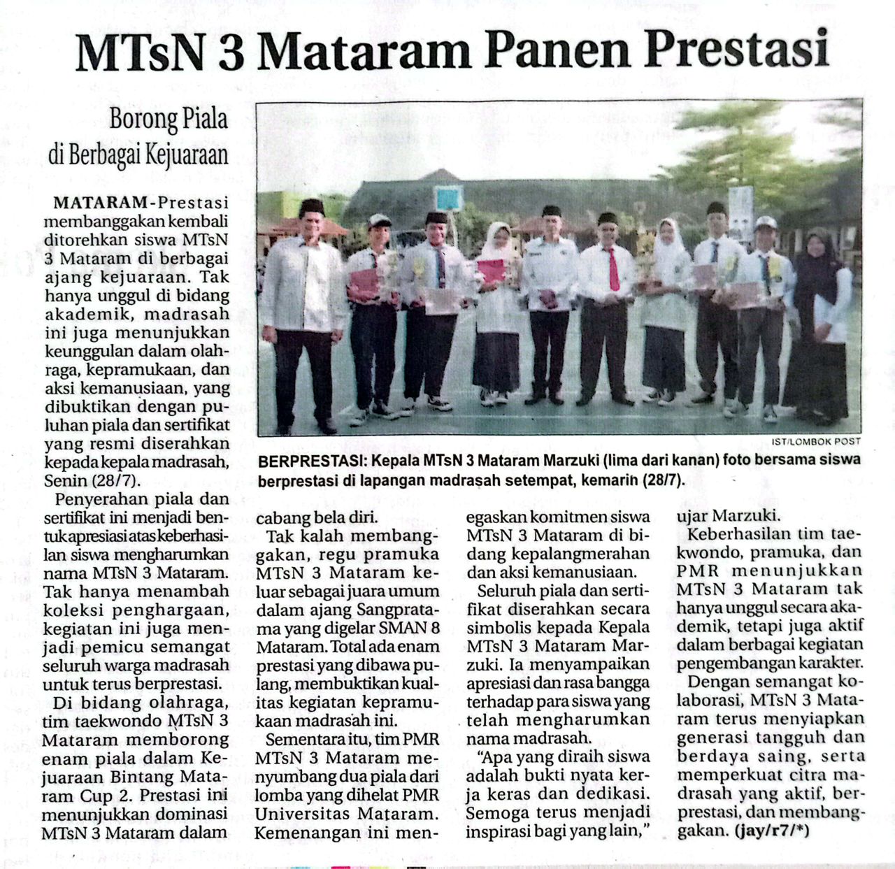 MTSN 3 MATARAM PANEN PRESTASI