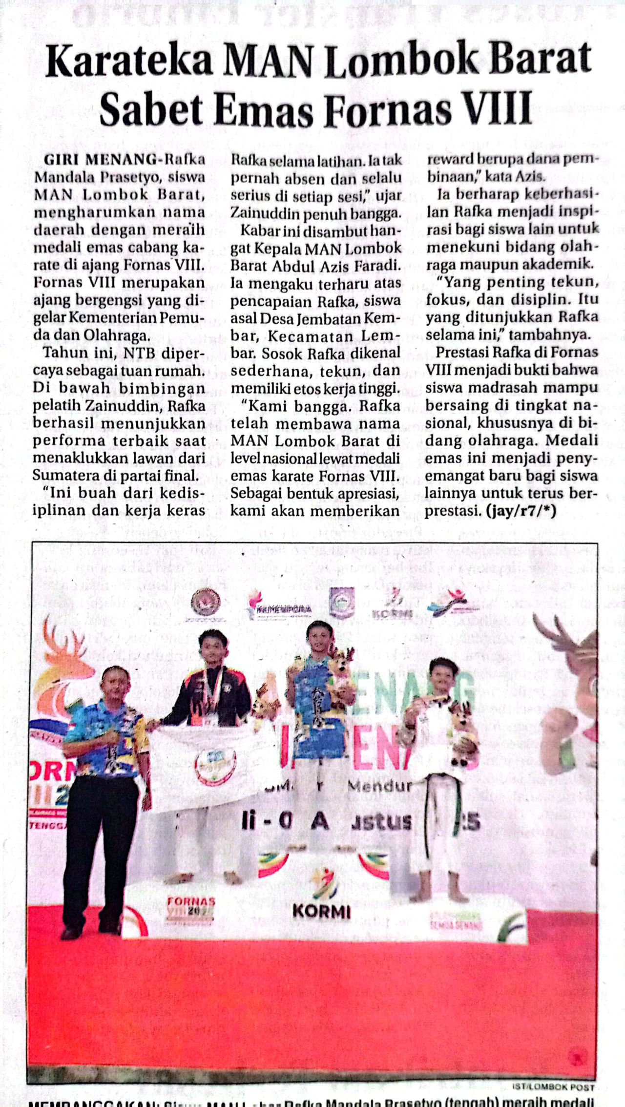 KARATE MAN LOMBOK BARAT SABET EMAS FORNAS VIII