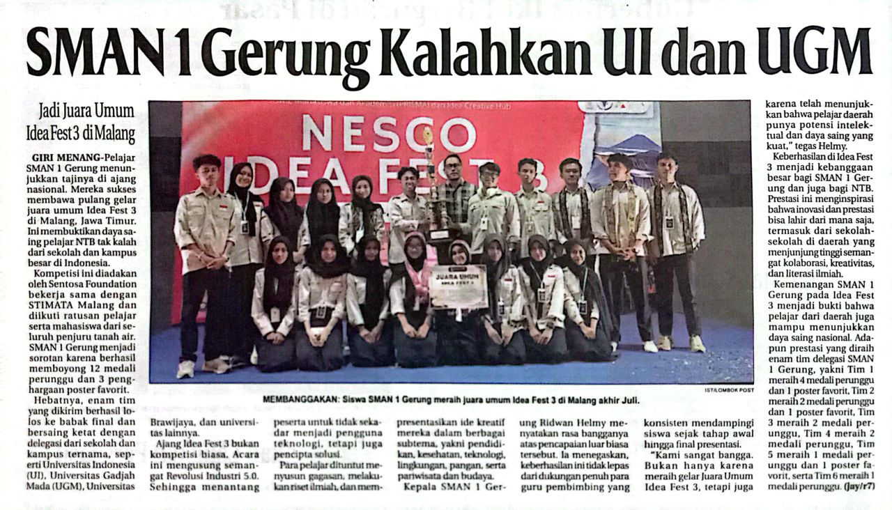 SMAN 1 GERUNG KALAHKAN UI DAN UGM