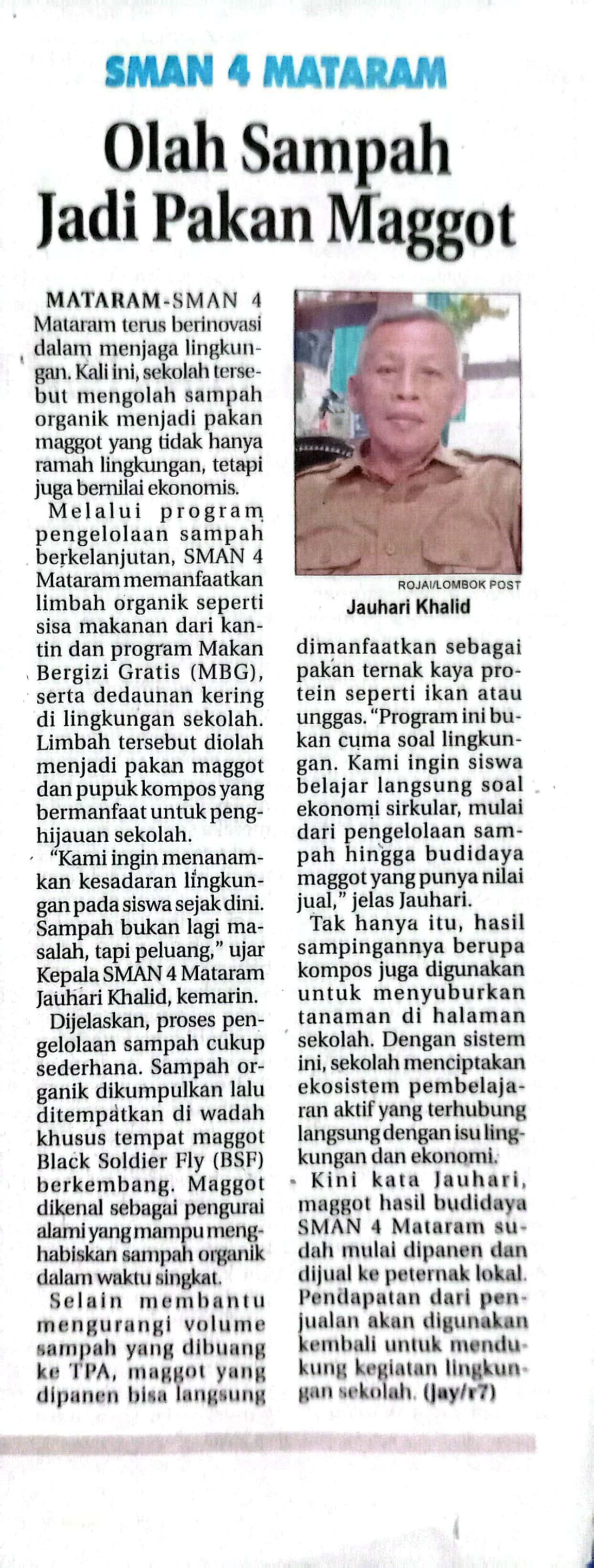 SMAN 4 MATARAM OLAH SAMPAH JADI PAKAN MAGGOT